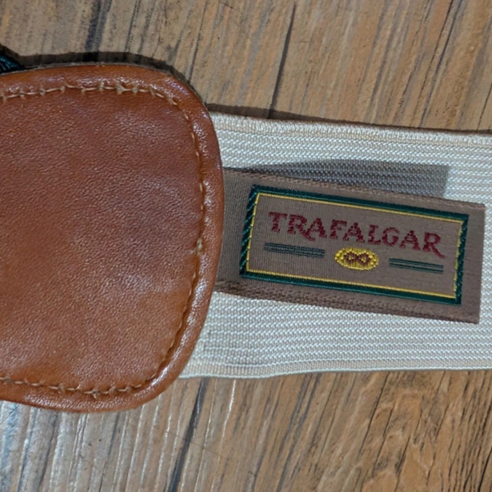 Trafalgar Mens Suspenders Striped Hunter Green Burgundy Button End Braces Y-Back - Picture 2 of 7